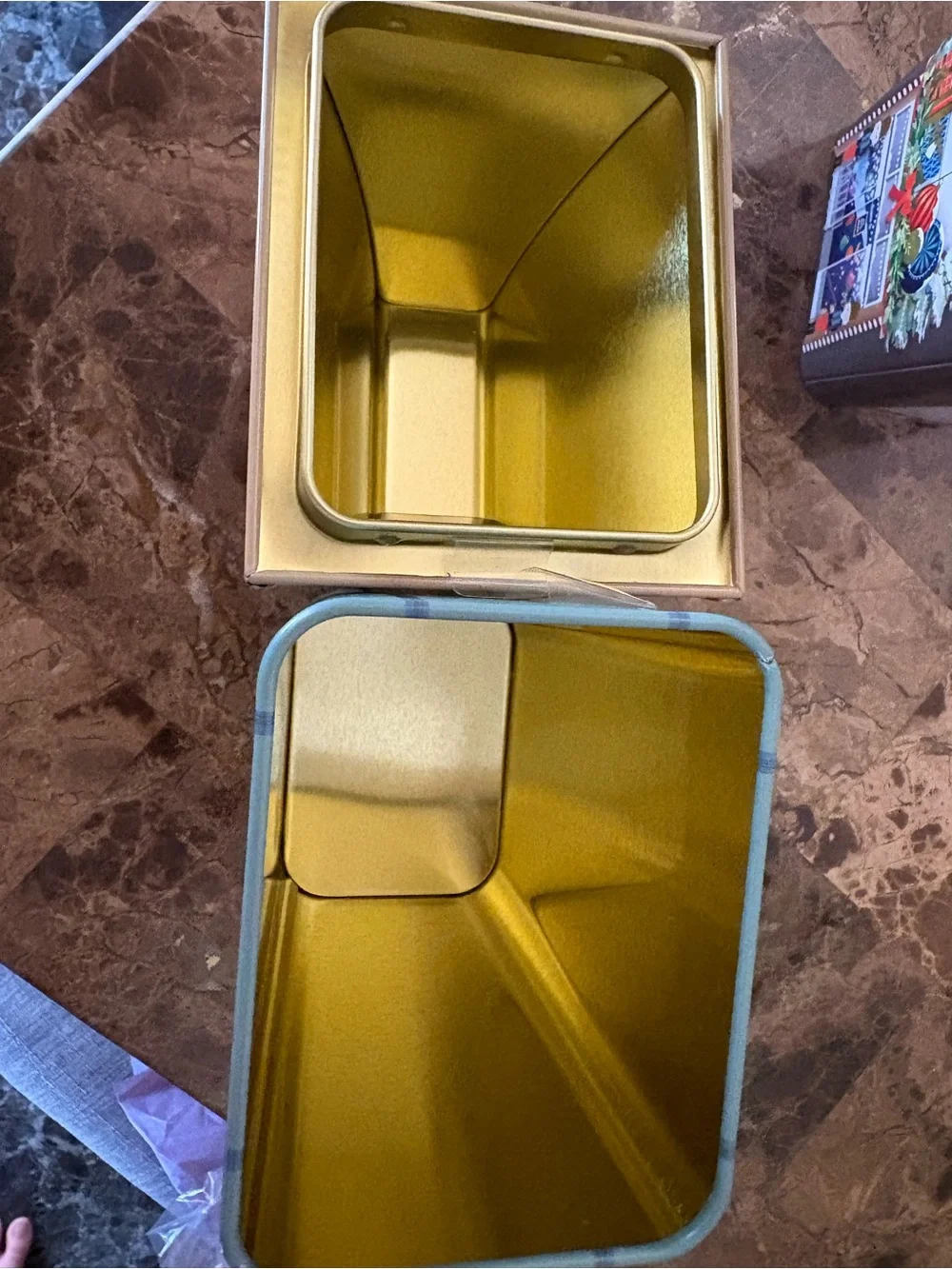 Festive Holiday Empty Tin - Blue, Teal and Red